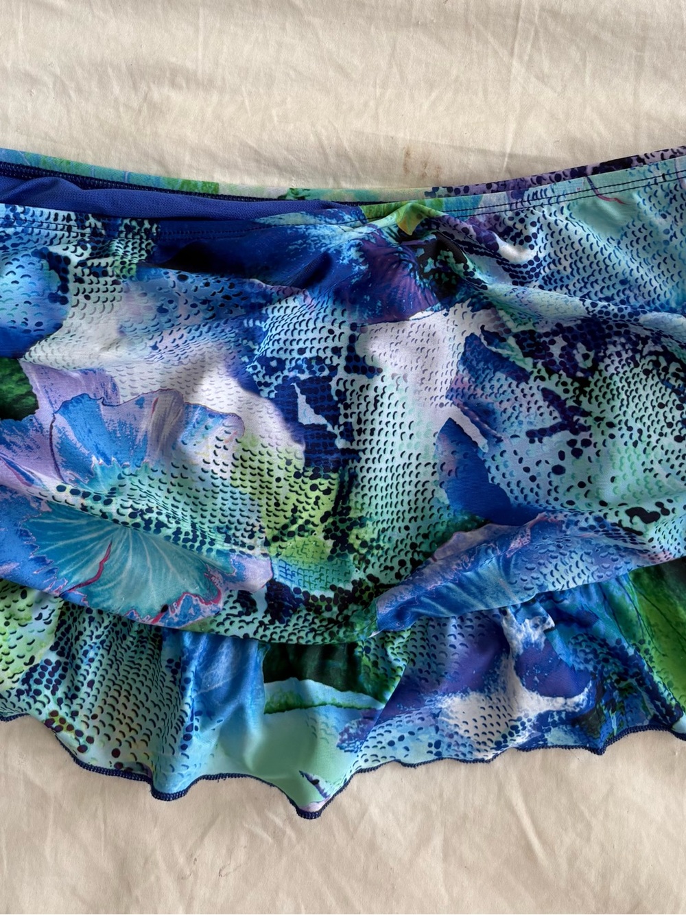 Kenneth Cole Blue & Green Floral Ruffle Skort